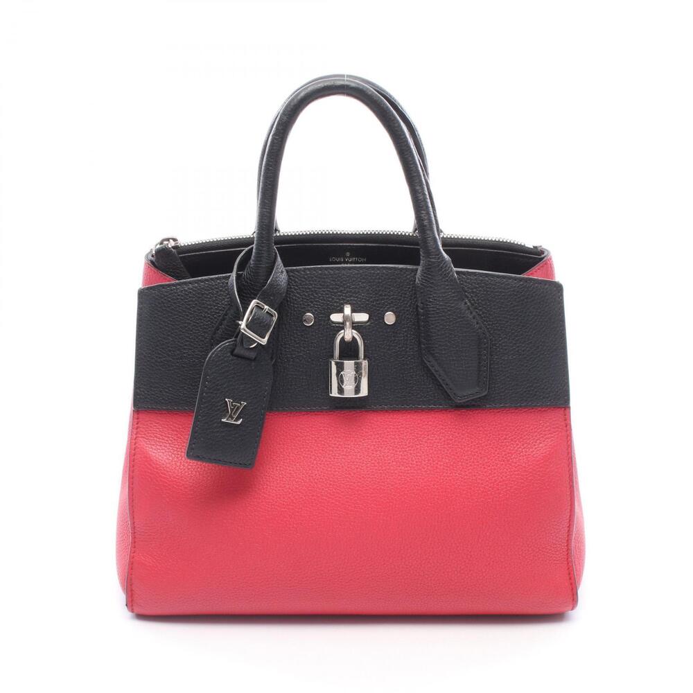 Louis Vuitton City Steamer Handbag Leather Pink Black